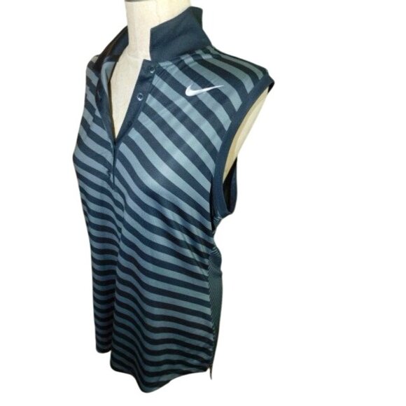 Nike Size L Large Striped Collared Golf Pickleball Tennis Activewear Top - Picture 2 of 3